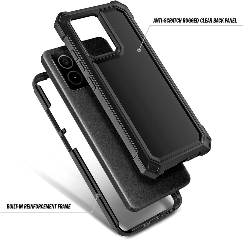 WDHD for HMD Vibe Phone Case with Tempered Glass Screen Protector, Full-Body Protective Shockproof Rugged Bumper Cover Case for Nokia HMD Vibe N159V TA-1590 (Black) - Image 3